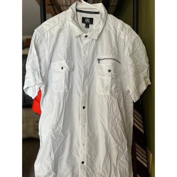 Rock & Republic Other - Rock & Republic White Short Sleeve Button Up Shirt Menswear Casual‎